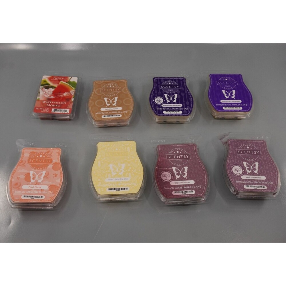 Lot Of 8 - Scentsy Wax Bar Bars Peach Nectar Welcome Home Pina Colada Blueberry